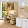 Sideboard mit App-gesteuerter LED, 3 Schubladen, 2xDoppeltüren & 1xEinzeltür, USB und Steckdosen, Rattan und Natur, MDF,Natürlich Bild 5