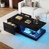 Couchtisch Sofatisch, zwei Schubladen, Hochglanz Wohnzimmertisch mit LED, tragende Tischplatte aus gehärtetem Glas, MDF und Glas, schwarz, 100 x 50 x 30 cm Bild 5