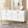 Sideboard mit 4 Türen & Einlegeböden, weiß/gold, 160x40x80,5 cm Bild 2