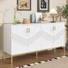 Sideboard mit 4 Türen & Einlegeböden, weiß/gold, 160x40x80,5 cm Bild 5
