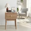 REDOM Nachttisch Kommode,Nightstand (Mid-Century Modern Nussbaum Nachttisch, 2er Set, 40x40x55 cm, Metallgriffe, großzügiger Stauraum, Rillenmuster-Design, 2-St, 40x 40 x 55 cm), 2 Stück Bild 4