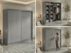 Schwebetürenschrank LUMOS in Grau inkl. Innenausstattung, mit Lamellen-Optik, Weiß, Breite 200 cm, moderner Kleiderschrank Bild 2