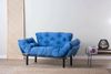 Dmora 2-Sitzer SchlafsofaGuchol, Verwandelbares Sofa, Lineare Stoffstruktur, Schlafsessel mit Stauraum, 155x70 h85 cm, Blau Bild 2