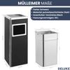 Standaschenbecher für Draußen 36L - Stahl 24x24x61cm | Mülleimer mit Aschenbecher Abfalleimer mit Inneneimer Standascher Outdoor, Schwarz Bild 3