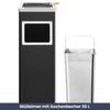 Standaschenbecher für Draußen 36L - Stahl 24x24x61cm | Mülleimer mit Aschenbecher Abfalleimer mit Inneneimer Standascher Outdoor, Schwarz Bild 2