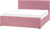 Bett mit Stauraum ROCHEFORT 160 x 200 cm Samtstoff Rosa Bild 5