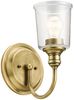 Wandleuchte, Stahl Glas, Messing, H 29,2 cm Bild 2