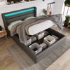 Polsterbett 160×200 cm mit hydraulischem Bettkasten & LED-Kopfteil, PU-Bezug, Grau Bild 3