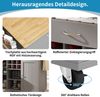 Grauer Küchenwagen mit klappbarem Arbeitsbereich, multifunktionale Kücheninsel, MDF-Tischplatte in Holzmaserung, Zinkgriffe, Weinablage, 360°-Lenkrollen, 92cmx102cmx45cm Bild 5