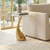Beistelltisch 45cm Gold mit weißer Marmor Tischplatte - Couchtisch klein rund - Sofatisch Alu modern - Wohnzimmertisch Aluminium - Design Tisch Metallgestell hoch Handmade Bild 2