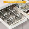BlingBin Küchenorganizer-Set Teleskopschublade, Ausziehbare Schublade Küche Organizer Schrank, (2er Set, 2-tlg, 43L x 35B x 6H cm, Erweiterbar Küchenschublade mit Kleber), Schubladen-Aufbewahrungsregale für Küche, Ohne Bohren, Weiß Bild 4