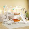 Kinderhochbett 90×200 cm in Weiß mit Rutsche & Aufbewahrungsleiter, Hochbett mit Geländer, Spielbett für Kinderzimmer Bild 2