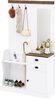 Garderobe 110.5x38x191 cm mit Spiegel, Schubladen und Schirmhalter, Holz und Weiß Bild 5