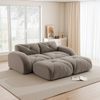 Modulares 2-Sitzer Sofa H 76 x T 204 x B 171 cm aus Chenille in Braun, rahmenlos, mit 2 Hockern Bild 2