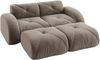 Modulares 2-Sitzer Sofa H 76 x T 204 x B 171 cm aus Chenille in Braun, rahmenlos, mit 2 Hockern Bild 4