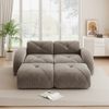 Modulares 2-Sitzer Sofa H 76 x T 204 x B 171 cm aus Chenille in Braun, rahmenlos, mit 2 Hockern Bild 3