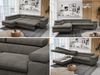 Mks Möbel 'Peter L-form' Ecksofa mit Bettfunktion, Bettkasten & einstellbaren Kopfstützen, Dunkelgrau, Velours, mit Topper, links Bild 2