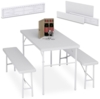 Relaxdays Bierzeltgarnitur, 3-teilig, Klappbar, Kunststoff, 120 x 73 x 61 cm, Weiß