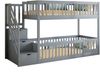 Etagenbett, 90x200 Kinderbett mit Sicherheitstreppe und Schubladen, Grau Holzeinzelbett mit Stauraumbett für Kinder, Jugendliche, Holz, Grau, 90 x 200 cm Bild 5