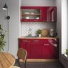 Singleküche R-Line Rot Hochglanz/Goldkraft Eiche 140 cm , AP Anthrazit Vicco Bild 4