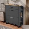 Schuhschrank Movino Anthrazit/Eiche 88.4 x 101.6 cm mit offenen und geschlossenen Fächern Vicco Bild 3