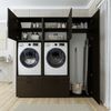 Roomart Waschmaschinenschrank Doppelschrank – SERIE 2 – 194 cm breit, Überbauschrank für Waschküche & Hauswirtschaftsraum – 205 cm hoch – mit Ausziehbrett & Schubladen – • Schwarz-Eiche Bild 4