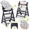 Hauck Hochstuhl Beta Plus Dark Grey Newbornset Eco - Light Grey (Set), Holz Babystuhl ab Geburt mit Neugeborenensufsatz, Sitzkissen, Essbrett Bild 4