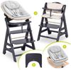 Hauck Hochstuhl Beta Plus Dark Grey Newbornset Eco - Light Grey (Set), Holz Babystuhl ab Geburt mit Neugeborenensufsatz, Sitzkissen, Essbrett Bild 5