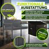 tillvex® Gartenbank mit Abdeckung & Kissen, 2-3 Sitzer, wetterfest, Holzoptik anthrazit, 130x60x85 cm Bild 3