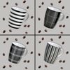 matches21 HOME & HOBBY Tasse Kaffeetassen 4er Set Streifen & Karo-Design, 4-tlg, Porzellan, Tee Kaffee-Becher, klassisch, schwarz weiss gestreift, 300 ml Bild 3