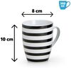 matches21 HOME & HOBBY Tasse Kaffeetassen 4er Set Streifen & Karo-Design, 4-tlg, Porzellan, Tee Kaffee-Becher, klassisch, schwarz weiss gestreift, 300 ml Bild 2