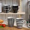 matches21 HOME & HOBBY Tasse Kaffeetassen 4er Set Streifen & Karo-Design, 4-tlg, Porzellan, Tee Kaffee-Becher, klassisch, schwarz weiss gestreift, 300 ml Bild 4