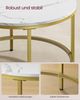 Vasagle Couchtisch mit Glasplatte, Holz / Stahl, Marmorweiß-Gold, Ø 65x46 cm Bild 5