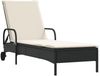 vidaXL Sonnenliege mit Rollen und Auflage Schwarz Poly Rattan 368308 Bild 2