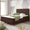Boxspringbett Köln Plus 140x200 cm Webstoff Braun mit Topper-Optik Bild 2