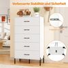 5-Schubladen-Kommode moderner hoher Schubladenschrank mit Metallbeinen Weiß Bild 4