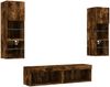 6-tlg. Wohnwand, Schrankwand Wohnzimmer mit LED-Beleuchtung Räuchereiche Holzwerkstoff Bild 5
