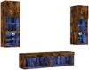 6-tlg. Wohnwand, Schrankwand Wohnzimmer mit LED-Beleuchtung Räuchereiche Holzwerkstoff Bild 2