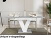 MEBLINI Esstisch Ausziehbar - 120-160x80x75cm - MASIV - Weiß Matt/Betonoptik - Esszimmertisch Modern - Küchentisch - Säulentisch - Ausziehtisch - Dining Table Bild 5