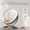 EMKE Schminkspiegel mit Beleuchtung Runder LED Kosmetikspiegel Drehbar Make-up Spiegel mit Touchschalter, 3 Lichtfarben Dimmbar und Memory-Funktion, Schwarz, ф40cm Bild 4