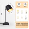 ZMH Tischlampe Vintage retro Nachttischlampe: Tischleuchte Wohnzimmer industrial in Schwarz Gold aus Metall E14 rustikal Nachttischleuchte mit Kabel Bettlampe für Schlafzimmer - Ohne Leuchtmittel Bild 2