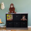 Regal, Holz, schwarz grau, 6 Fächer + Stoffboxen, B 80 cm Bild 4