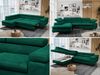 Mks Möbel 'Peter L-form' Ecksofa mit Bettfunktion, Bettkasten & einstellbaren Kopfstützen, Dunkelgrün, Velours, mit Topper, links Bild 2