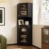 Badschrank MDF mit Lichtleiste & Eckdesign, 45x45x166,5 cm, Schwarz Bild 2