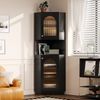 Badschrank MDF mit Lichtleiste & Eckdesign, 45x45x166,5 cm, Schwarz Bild 4