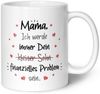 GRAVURZEILE Tasse bedruckt mit dem Spruch - Finanzielle Belastung - Lustige Geschenke, aus Keramik - Spülmaschinenfest, - Mama Sohn - Weiß Bild 2