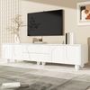 TV-Schrank Weiß 180cm mit Naturholzbeinen ,modernes Lowboard mit Schubladen, Fächern und Stauraum Bild 5