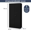 Aktenschrank abschließbar JAN - 5 Ebenen verstellbar, Flügeltüren | Metallschrank Werkstatt Mehrzweckschrank Büroschrank aus Stahl Werkzeugschrank, 185x90x40cm Schwarz Bild 2