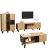 Sideboard 140x41x78.5 cm, Holzoptik und Schwarz mit 3 Türen, Glasfront und LED-Innenbeleuchtung Bild 5