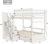 Merax Etagenbett 90*200 cm Kinderbett Jugendbett Aus Massivholz, Mit Hohem Sicherheitsgitter, Sicherheitsleiter mit Stauraum, Mit Stauschubladen, Weiß Bild 4